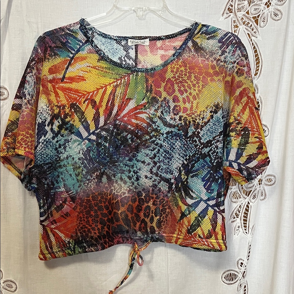 Full Circle Trends Tropical Women's Mesh Festival Crop Top Swim in size XL